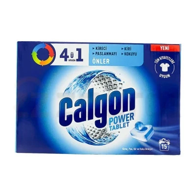 قرص جرم گیر ماشین لباسشویی 4 در ۱ کالگون Calgon بسته ۱۵ عددی