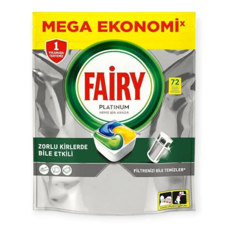 قرص ماشین ظرفشویی فیریFAIRY مدل پلاتینوم Platinum بسته 72 عددی