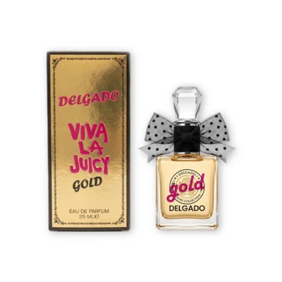 ادوپرفیوم مینیاتوری زنانه ویوا لا جویسی گلد دلگادو DELGADO مدل Viva La Juicy Gold حجم 25 میل