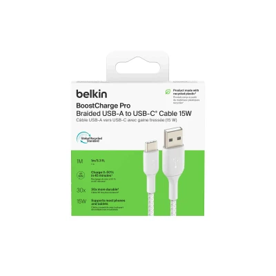کابل شارژ BOOSTCHARGE PRO BRAIDED FLEX USB C 1 M سفید Belkin
