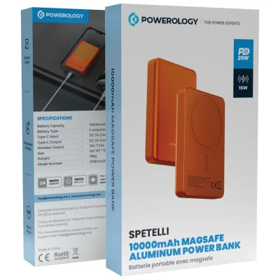 پاوربانک مگ سیف Powerology Spetelli MagSafe (PPBCHA34) ظرفیت 10000 میلی‌آمپر ساعت