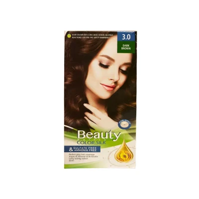 کیت رنگ مو زنانه فاقد سولفات و آمونیاک بیوتی شماره 3.0 رنگ DARK BROWN (قهوه ای تیره) حجم 80 میل