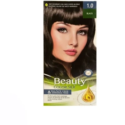 کیت رنگ مو زنانه فاقد سولفات و آمونیاک بیوتی شماره 1.0 رنگ BLACK (مشکی) حجم 80 میل