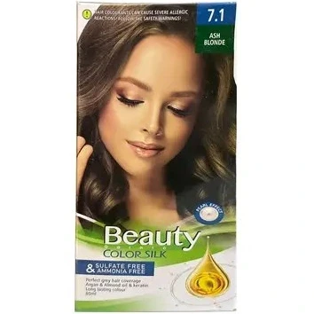کیت رنگ مو زنانه فاقد سولفات و آمونیاک  بیوتی شماره 7.1 بلوند خاکستری حجم 80 میل